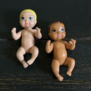 Mattel Barbie Babysitters Inc Baby Infant Dolls Lot Of 2 Blonde & Brown Hair